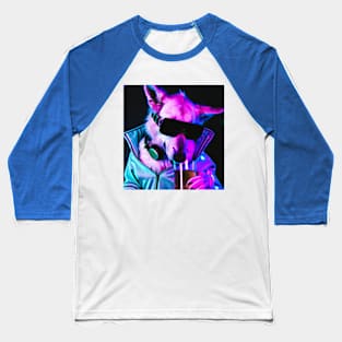 Celebrity Party Dog Synthwave Retro Baseball T-Shirt